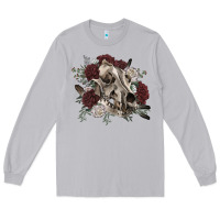Moon Dust Floral boho wolf skull Long Sleeve Tee - RanaPortraitStore