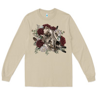 Mushroom Floral boho wolf skull Long Sleeve Tee - RanaPortraitStore