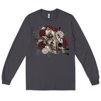 Smoke Floral boho wolf skull Long Sleeve Tee - RanaPortraitStore