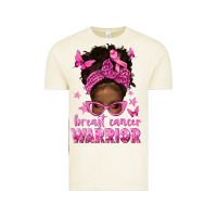 Afro Messy Bun Breast Cancer Warrior Vintage Tee | Teevron