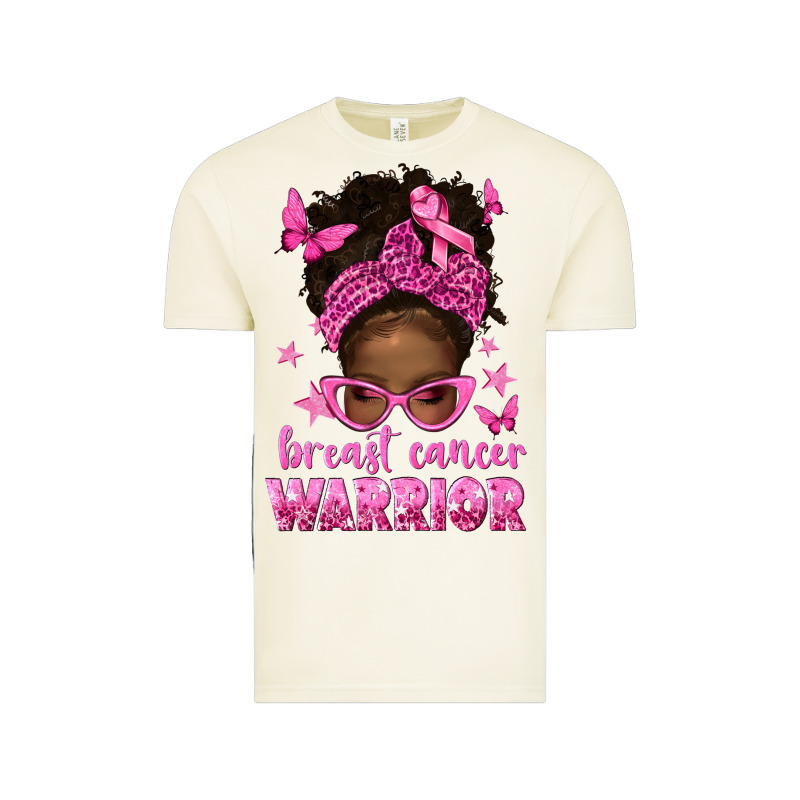 Afro Messy Bun Breast Cancer Warrior Vintage Tee by texasbilliewilder | Teevron