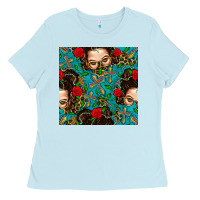 Baby Blue Messy Bun Mom And Cross With Leopard Patterns Ladies Tee - BundleAndBundleShop