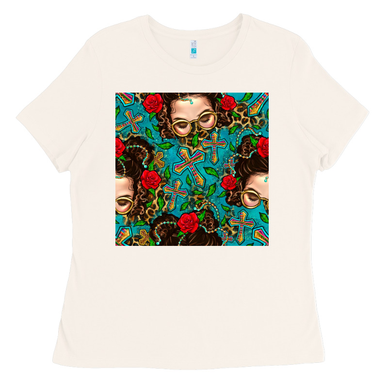 Messy Bun Mom And Cross With Leopard Patterns Ladies Tee by BundleAndBundleShop | Teevron