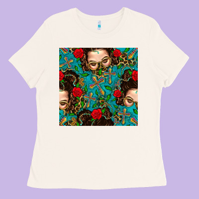 Messy Bun Mom And Cross With Leopard Patterns Ladies Tee Designed By Bundleandbundleshop