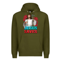 Army Green Jesus Saves Premium Hoodie - BundleAndBundleShop