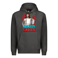 Charcoal Heather Jesus Saves Premium Hoodie - BundleAndBundleShop