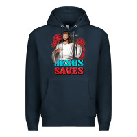 Navy Jesus Saves Premium Hoodie - BundleAndBundleShop