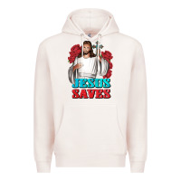 Pale Pink Jesus Saves Premium Hoodie - BundleAndBundleShop
