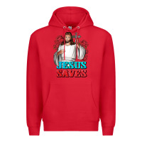 Red Jesus Saves Premium Hoodie - BundleAndBundleShop