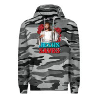 Slate Camo Jesus Saves Premium Hoodie - BundleAndBundleShop