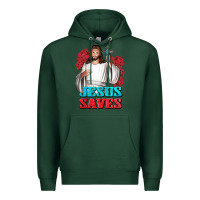 Sports Green Jesus Saves Premium Hoodie - BundleAndBundleShop