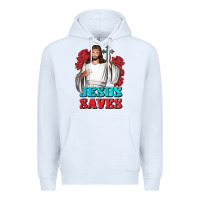 White Jesus Saves Premium Hoodie - BundleAndBundleShop