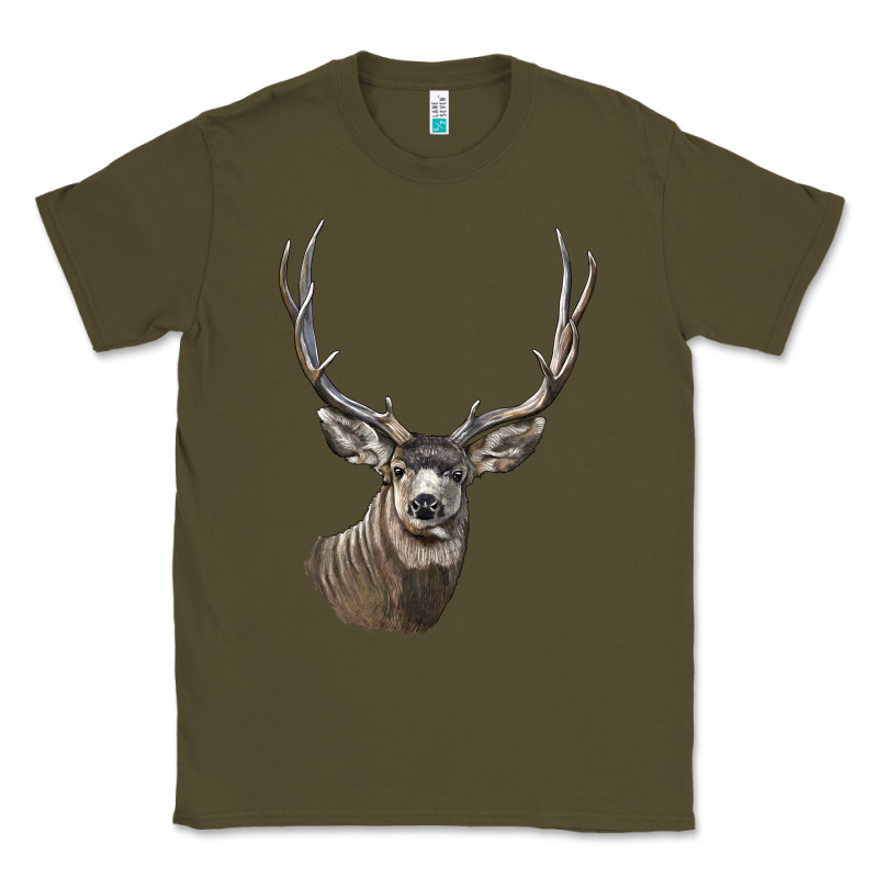Mule Buck Deer Head Classic Tee by LillyAllenDesigns | Teevron