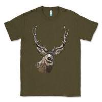 Army Green Mule Buck Deer Head Classic Tee - LillyAllenDesigns