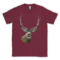 Burgundy Mule Buck Deer Head Classic Tee - LillyAllenDesigns