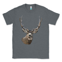 Charcoal Heather Mule Buck Deer Head Classic Tee - LillyAllenDesigns