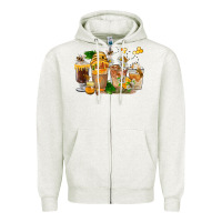 Oatmeal Heather Honey Bee Coffee Cups Zipper Hoodie - FaDigitalArtStudio