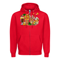 Red Honey Bee Coffee Cups Zipper Hoodie - FaDigitalArtStudio