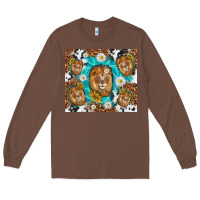 Chestnut lion with leopard and cowhide pattern Long Sleeve Tee - TumblerDesignByShophia