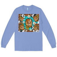 Colony Blue lion with leopard and cowhide pattern Long Sleeve Tee - TumblerDesignByShophia