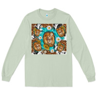 Matcha lion with leopard and cowhide pattern Long Sleeve Tee - TumblerDesignByShophia