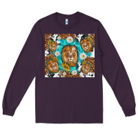 Plum lion with leopard and cowhide pattern Long Sleeve Tee - TumblerDesignByShophia