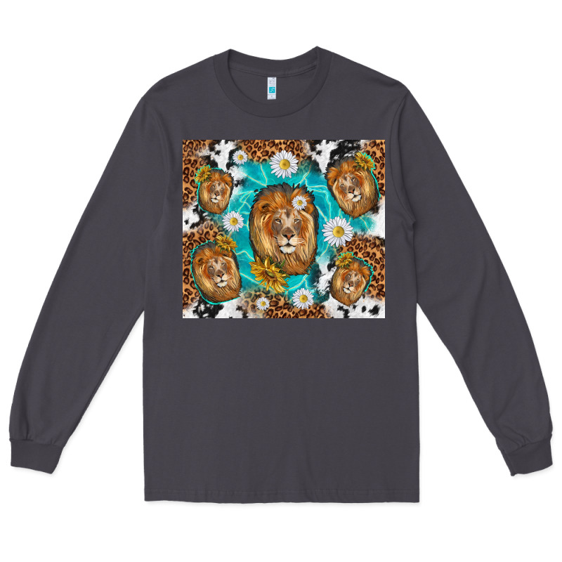 Lion With Leopard And Cowhide Pattern Long Sleeve Tee by TumblerDesignByShophia | Teevron