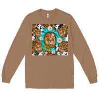 Toasted Coconut lion with leopard and cowhide pattern Long Sleeve Tee - TumblerDesignByShophia