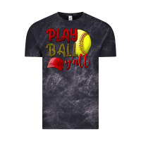 Cloud Black Play ball y'all Softball Vintage Tee - NancyCooperArtShop