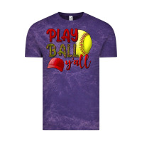 Cloud Purple Play ball y'all Softball Vintage Tee - NancyCooperArtShop