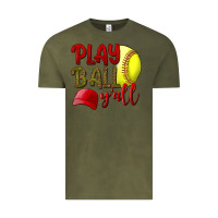 Vintage Olive Play ball y'all Softball Vintage Tee - NancyCooperArtShop