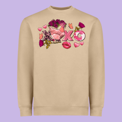 Chicken Valentine's Day Xoxo Heavyweight Sweatshirt Designed By Fadigitalartstudio