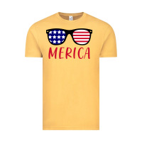 Vintage Mustard Merica Usa Flag Sunglasses 4th Of July Vintage Tee - artisFamous