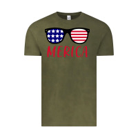 Vintage Olive Merica Usa Flag Sunglasses 4th Of July Vintage Tee - artisFamous