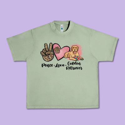 Peace Love Golden Retriever Urban Heavy Tee Designed By Jahusdesignshop
