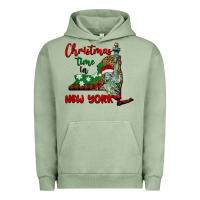 Pigment Oil Green christmas time in new york Urban Hoodie - BarkalooDesign