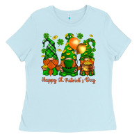 Baby Blue happy st. patricks day with gnomies Ladies Tee - BundleAndBundleShop