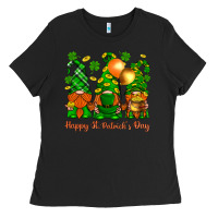 Black happy st. patricks day with gnomies Ladies Tee - BundleAndBundleShop