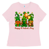 Bubblegum Pink happy st. patricks day with gnomies Ladies Tee - BundleAndBundleShop