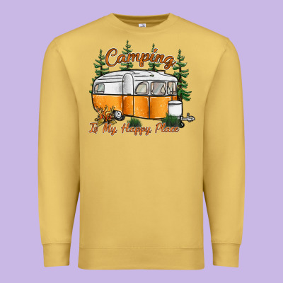 Camping Is My Happy Place Premium Sweatshirt Designed By Sublimationcraftshop