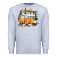 Heather Grey camping is my happy place Premium Sweatshirt - SublimationCraftShop