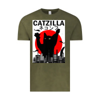 Vintage Olive vintage catzilla japanese sunset style Vintage Tee - artisFamous