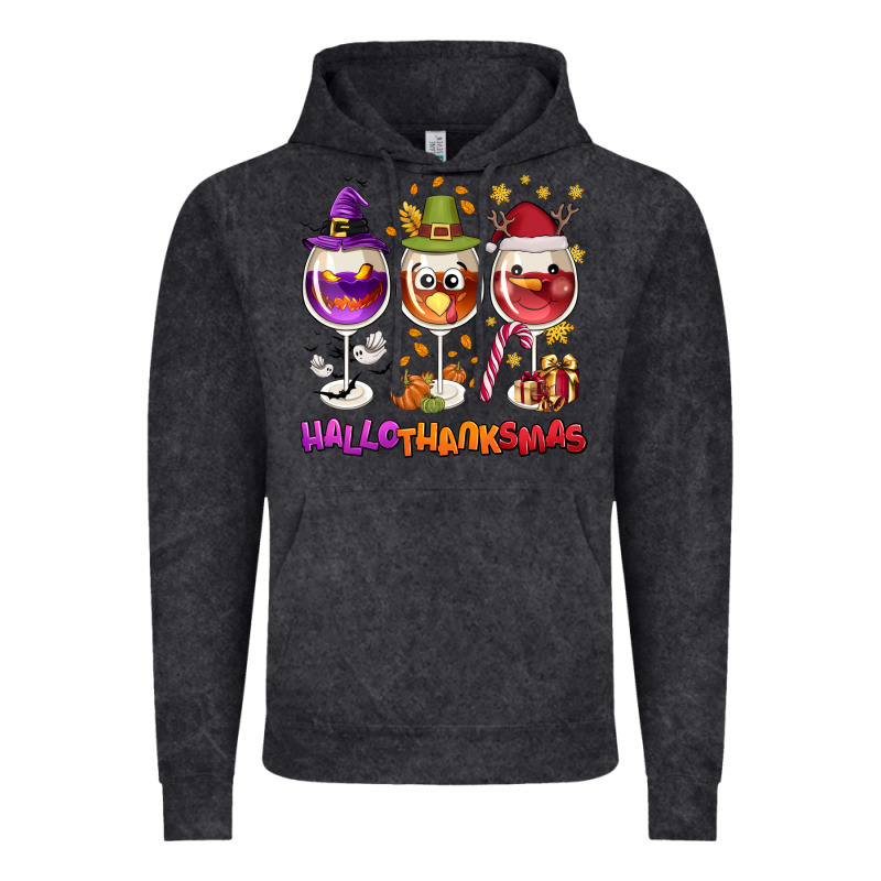 Hallothanksmas Wine Glasses Vintage Hoodie by NancyCooperArtShop | Teevron