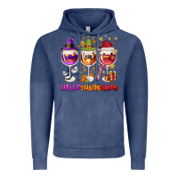 Vintage Denim Hallothanksmas wine glasses Vintage Hoodie - NancyCooperArtShop