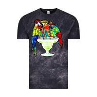 Cloud Black parrots drinking margarita hawaiian Vintage Tee - artisFamous
