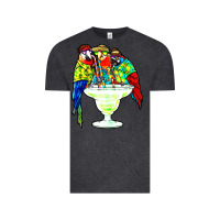 Vintage Black parrots drinking margarita hawaiian Vintage Tee - artisFamous