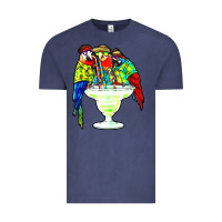 Vintage Denim parrots drinking margarita hawaiian Vintage Tee - artisFamous