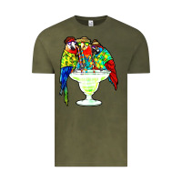 Vintage Olive parrots drinking margarita hawaiian Vintage Tee - artisFamous
