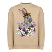 Mushroom Easter Day Flowers bunny Heavyweight Sweatshirt - OliviaCreatesArt