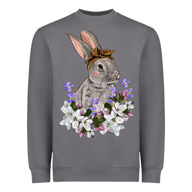 Easter Day Flowers Bunny Heavyweight Sweatshirt by OliviaCreatesArt | Teevron